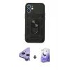 MARSİLYAN™- iPhone 11 Kılıf Ahenk Klasik - Siyah Bilvis 5in1 5D Magic Hayalet Cam Ekran Koruyucu + Raze Metal Kamera Lens - MR