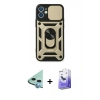 MARSİLYAN™- iPhone 11 Kılıf Ahenk Klasik - Siyah Bilvis 5in1 5D Magic Hayalet Cam Ekran Koruyucu + Raze Metal Kamera Lens - MI
