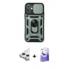 MARSİLYAN™- iPhone 11 Kılıf Ahenk Klasik - Siyah Bilvis 5in1 5D Magic Hayalet Cam Ekran Koruyucu + Raze Metal Kamera Lens - GS