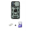 MARSİLYAN™- iPhone 11 Kılıf Ahenk Klasik - Siyah Bilvis 5in1 5D Magic Hayalet Cam Ekran Koruyucu + Renkli Kamera Lens Koruma Cam - SI
