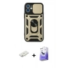 MARSİLYAN™- iPhone 11 Kılıf Ahenk Klasik - Siyah Bilvis 5in1 5D Magic Hayalet Cam Ekran Koruyucu + Renkli Kamera Lens Koruma Cam - SI