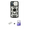MARSİLYAN™- iPhone 11 Kılıf Ahenk Klasik - Siyah Bilvis 5in1 5D Magic Hayalet Cam Ekran Koruyucu + Renkli Kamera Lens Koruma Cam - SI