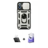 MARSİLYAN™- iPhone 11 Kılıf Ahenk Klasik - Siyah Bilvis 5in1 5D Magic Hayalet Cam Ekran Koruyucu + Kamera Lens Koruma Cam - SF