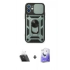 MARSİLYAN™- iPhone 11 Kılıf Ahenk Klasik - Siyah Bilvis 5in1 5D Magic Hayalet Cam Ekran Koruyucu + Kamera Lens Koruma Cam - SF