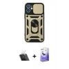 MARSİLYAN™- iPhone 11 Kılıf Ahenk Klasik - Siyah Bilvis 5in1 5D Magic Hayalet Cam Ekran Koruyucu + Kamera Lens Koruma Cam - SF