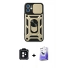MARSİLYAN™- iPhone 11 Kılıf Ahenk Klasik - Siyah Bilvis 5in1 5D Magic Hayalet Cam Ekran Koruyucu + PVD Metal Kamera Lens - SH