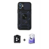 MARSİLYAN™- iPhone 11 Kılıf Ahenk Klasik - Siyah Bilvis 5in1 5D Magic Hayalet Cam Ekran Koruyucu + PVD Metal Kamera Lens - SH