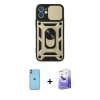 MARSİLYAN™- iPhone 11 Kılıf Ahenk Klasik - Siyah Bilvis 5in1 5D Magic Hayalet Cam Ekran Koruyucu + Neon Fosforlu Kamera Lens - YL