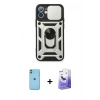 MARSİLYAN™- iPhone 11 Kılıf Ahenk Klasik - Siyah Bilvis 5in1 5D Magic Hayalet Cam Ekran Koruyucu + Neon Fosforlu Kamera Lens - YL