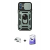 MARSİLYAN™- iPhone 11 Kılıf Ahenk Klasik - Siyah Bilvis 5in1 5D Magic Hayalet Cam Ekran Koruyucu + Pers Alüminyum Kamera Lens - YL