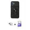 MARSİLYAN™- iPhone 11 Kılıf Ahenk Klasik - Siyah Bilvis 5in1 5D Magic Hayalet Cam Ekran Koruyucu + Pers Alüminyum Kamera Lens - YL