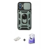 MARSİLYAN™- iPhone 11 Kılıf Ahenk Klasik - Siyah Bilvis 5in1 5D Magic Hayalet Cam Ekran Koruyucu + Renkli Kamera Lens Koruma Cam - YL