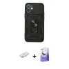 MARSİLYAN™- iPhone 11 Kılıf Ahenk Klasik - Siyah Bilvis 5in1 5D Magic Hayalet Cam Ekran Koruyucu + Renkli Kamera Lens Koruma Cam - YL