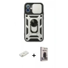 MARSİLYAN™- iPhone 11 Kılıf Ahenk Klasik - Siyah Bilvis Hayalet Cam Ekran Koruyucu + Renkli Kamera Lens Koruma Cam - TU