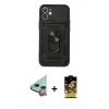 MARSİLYAN™- iPhone 11 Kılıf Ahenk Klasik - Siyah Buffer Cam Ekran Koruyucu + Raze Metal Kamera Lens - KI