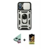 MARSİLYAN™- iPhone 11 Kılıf Ahenk Klasik - Siyah Buffer Cam Ekran Koruyucu + Raze Metal Kamera Lens - KI