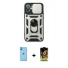 MARSİLYAN™- iPhone 11 Kılıf Ahenk Klasik - Siyah Buffer Cam Ekran Koruyucu + Neon Fosforlu Kamera Lens - MI