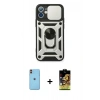 MARSİLYAN™- iPhone 11 Kılıf Ahenk Klasik - Siyah Buffer Cam Ekran Koruyucu + Neon Fosforlu Kamera Lens - TU