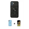 MARSİLYAN™- iPhone 11 Kılıf Ahenk Klasik - Siyah Buffer Cam Ekran Koruyucu + Neon Fosforlu Kamera Lens - TU