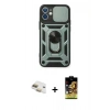 MARSİLYAN™- iPhone 11 Kılıf Ahenk Klasik - Siyah Buffer Cam Ekran Koruyucu + Pers Alüminyum Kamera Lens - GD