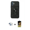 MARSİLYAN™- iPhone 11 Kılıf Ahenk Klasik - Siyah Buffer Cam Ekran Koruyucu + Pers Alüminyum Kamera Lens - GI