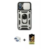 MARSİLYAN™- iPhone 11 Kılıf Ahenk Klasik - Siyah Buffer Cam Ekran Koruyucu + Pers Alüminyum Kamera Lens - GI