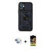 MARSİLYAN™- iPhone 11 Kılıf Ahenk Klasik - Siyah Buffer Cam Ekran Koruyucu + Pers Alüminyum Kamera Lens - GI
