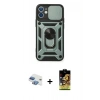MARSİLYAN™- iPhone 11 Kılıf Ahenk Klasik - Siyah Buffer Cam Ekran Koruyucu + Pers Alüminyum Kamera Lens - GI