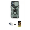 MARSİLYAN™- iPhone 11 Kılıf Ahenk Klasik - Siyah Buffer Cam Ekran Koruyucu + Pers Alüminyum Kamera Lens - LT