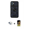 MARSİLYAN™- iPhone 11 Kılıf Ahenk Klasik - Siyah Buffer Cam Ekran Koruyucu + Pers Alüminyum Kamera Lens - LT
