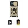 MARSİLYAN™- iPhone 11 Kılıf Ahenk Klasik - Siyah Buffer Cam Ekran Koruyucu + PVD Metal Kamera Lens - MI