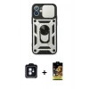 MARSİLYAN™- iPhone 11 Kılıf Ahenk Klasik - Siyah Buffer Cam Ekran Koruyucu + PVD Metal Kamera Lens - MI