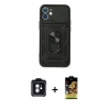 MARSİLYAN™- iPhone 11 Kılıf Ahenk Klasik - Siyah Buffer Cam Ekran Koruyucu + PVD Metal Kamera Lens - MI