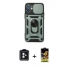 MARSİLYAN™- iPhone 11 Kılıf Ahenk Klasik - Siyah Buffer Cam Ekran Koruyucu + PVD Metal Kamera Lens - YL