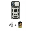 MARSİLYAN™- iPhone 11 Kılıf Ahenk Klasik - Siyah Buffer Cam Ekran Koruyucu + Raze Metal Kamera Lens - GS