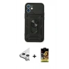 MARSİLYAN™- iPhone 11 Kılıf Ahenk Klasik - Siyah Buffer Cam Ekran Koruyucu + Raze Metal Kamera Lens - GS