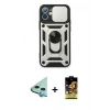 MARSİLYAN™- iPhone 11 Kılıf Ahenk Klasik - Siyah Buffer Cam Ekran Koruyucu + Raze Metal Kamera Lens - MI