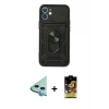 MARSİLYAN™- iPhone 11 Kılıf Ahenk Klasik - Siyah Buffer Cam Ekran Koruyucu + Raze Metal Kamera Lens - MI