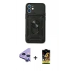 MARSİLYAN™- iPhone 11 Kılıf Ahenk Klasik - Siyah Buffer Cam Ekran Koruyucu + Raze Metal Kamera Lens - MR