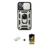MARSİLYAN™- iPhone 11 Kılıf Ahenk Klasik - Siyah Buffer Cam Ekran Koruyucu + Renkli Kamera Lens Koruma Cam - SI