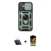 MARSİLYAN™- iPhone 11 Kılıf Ahenk Klasik - Siyah Buffer Cam Ekran Koruyucu + Şeffaf Kamera Lens Koruma Cam