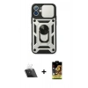 MARSİLYAN™- iPhone 11 Kılıf Ahenk Klasik - Siyah Buffer Cam Ekran Koruyucu + Şeffaf Kamera Lens Koruma Cam