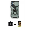 MARSİLYAN™- iPhone 11 Kılıf Ahenk Klasik - Siyah Buffer Cam Ekran Koruyucu + PVD Metal Kamera Lens - TU