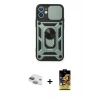 MARSİLYAN™- iPhone 11 Kılıf Ahenk Klasik - Siyah Buffer Cam Ekran Koruyucu + Pers Alüminyum Kamera Lens - YL