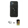 MARSİLYAN™- iPhone 11 Kılıf Ahenk Klasik - Siyah Buffer Cam Ekran Koruyucu + Pers Alüminyum Kamera Lens - YL