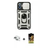 MARSİLYAN™- iPhone 11 Kılıf Ahenk Klasik - Siyah Buffer Cam Ekran Koruyucu + Pers Alüminyum Kamera Lens - YL