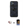 MARSİLYAN™- iPhone 11 Kılıf Ahenk Klasik - Siyah Buffer Hayalet Cam Ekran Koruyucu + Pers Alüminyum Kamera Lens - KI