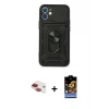 MARSİLYAN™- iPhone 11 Kılıf Ahenk Klasik - Siyah Buffer Hayalet Cam Ekran Koruyucu + Pers Alüminyum Kamera Lens - KI