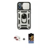 MARSİLYAN™- iPhone 11 Kılıf Ahenk Klasik - Siyah Buffer Hayalet Cam Ekran Koruyucu + Pers Alüminyum Kamera Lens - KI