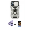 MARSİLYAN™- iPhone 11 Kılıf Ahenk Klasik - Siyah Buffer Hayalet Cam Ekran Koruyucu + Raze Metal Kamera Lens - MR